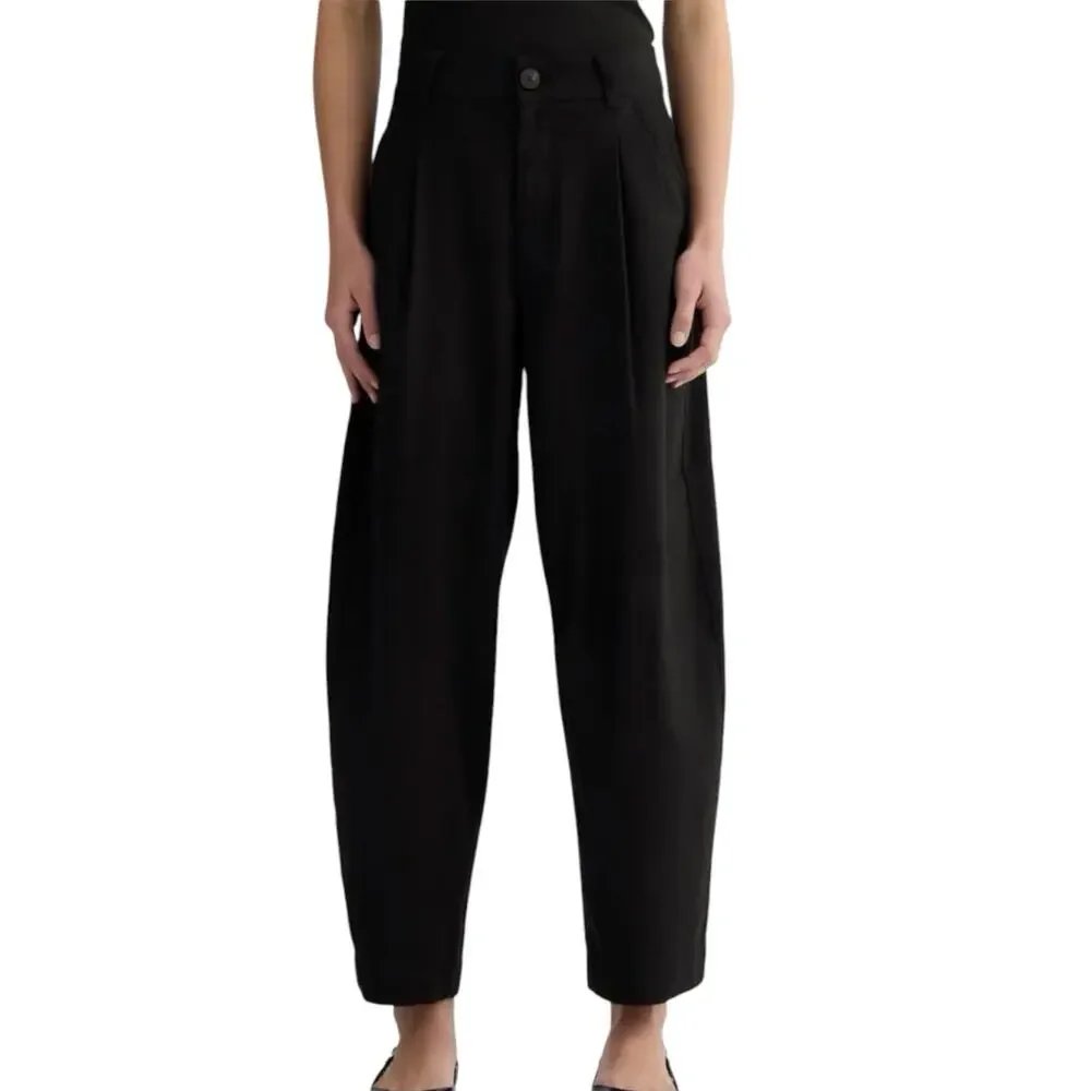 NWT Everlane The Everywhere Pant Barrel Leg Stretch Linen Black Size 4